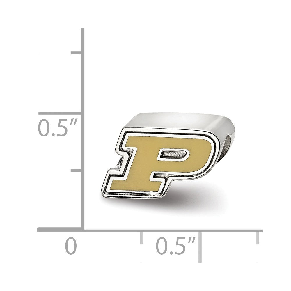 Alternate view of the Sterling Silver Purdue University Enameled Logo Bead Charm by The Black Bow Jewelry Co.