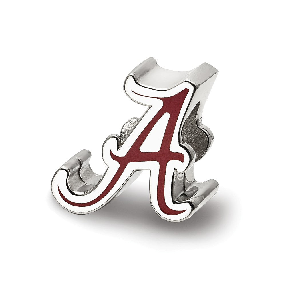 Sterling Silver The U of Alabama Script A Enamel Bead Charm, Item B13657 by The Black Bow Jewelry Co.