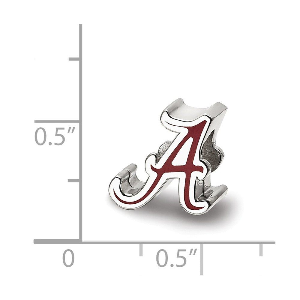 Alternate view of the Sterling Silver The U of Alabama Script A Enamel Bead Charm by The Black Bow Jewelry Co.