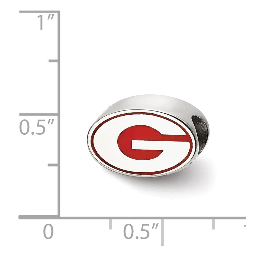 Alternate view of the Sterling Silver University of Georgia G Enameled Logo Bead Charm by The Black Bow Jewelry Co.