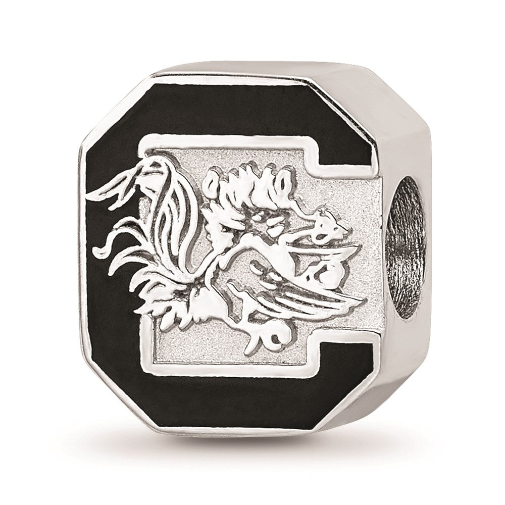 Sterling Silver U of South Carolina Enameled Logo Bead Charm, Item B13670 by The Black Bow Jewelry Co.