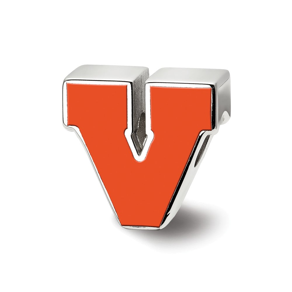 Sterling Silver University of Virginia Block V Enamel Bead Charm, Item B13672 by The Black Bow Jewelry Co.