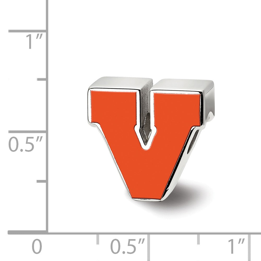 Alternate view of the Sterling Silver University of Virginia Block V Enamel Bead Charm by The Black Bow Jewelry Co.