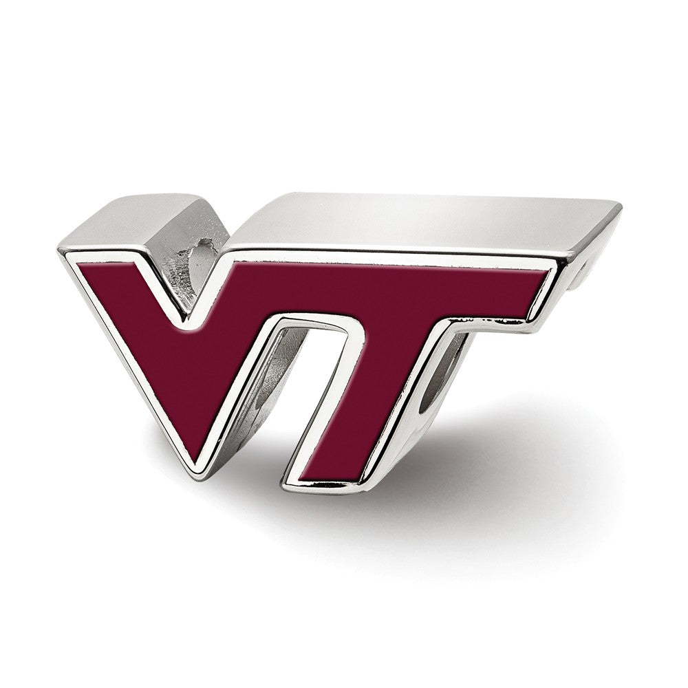 Sterling Silver Virginia Tech VT Enameled Logo Bead Charm, Item B13674 by The Black Bow Jewelry Co.