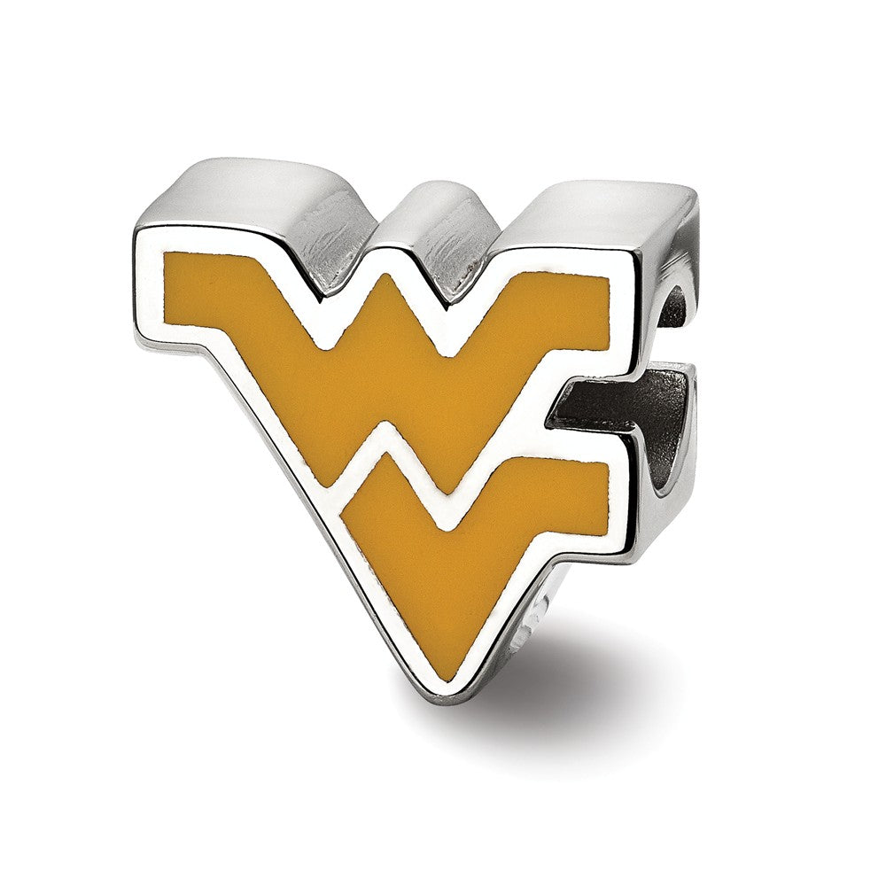 Sterling Silver West Virginia University WV Enameled Bead Charm, Item B13675 by The Black Bow Jewelry Co.