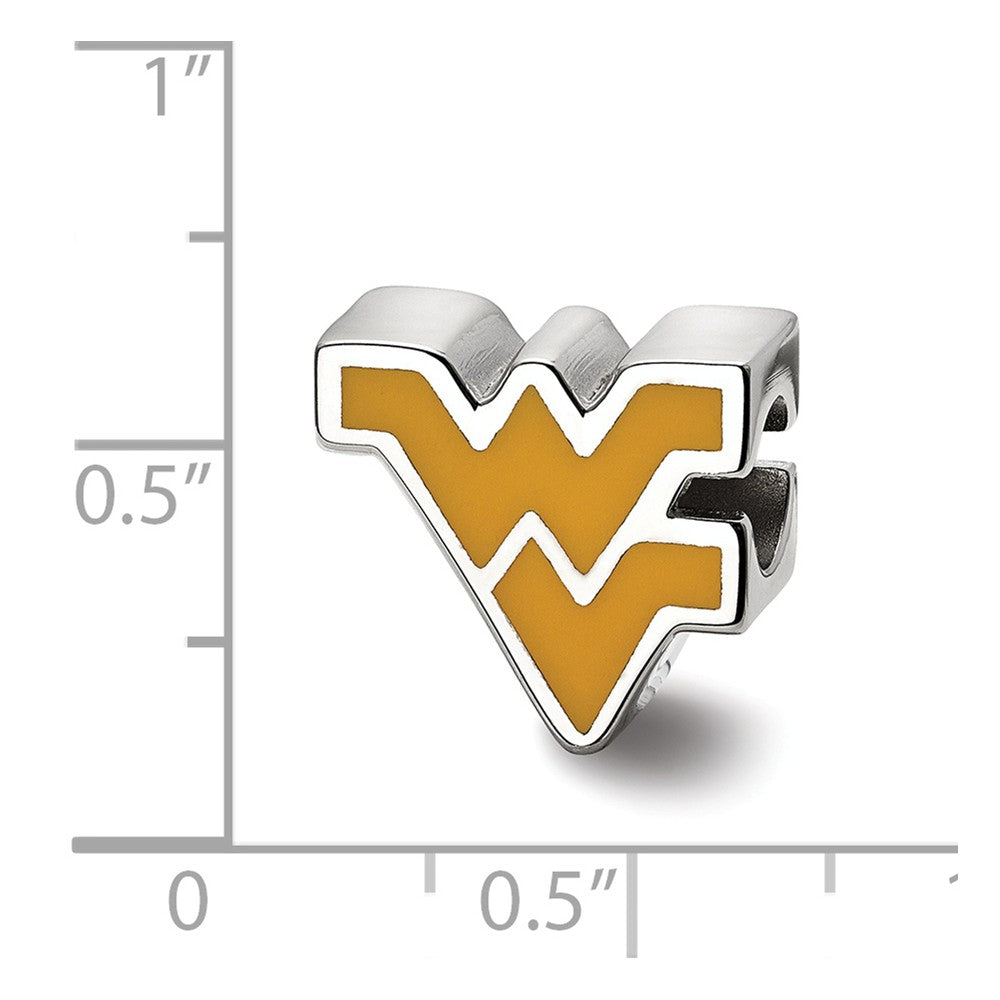Alternate view of the Sterling Silver West Virginia University WV Enameled Bead Charm by The Black Bow Jewelry Co.