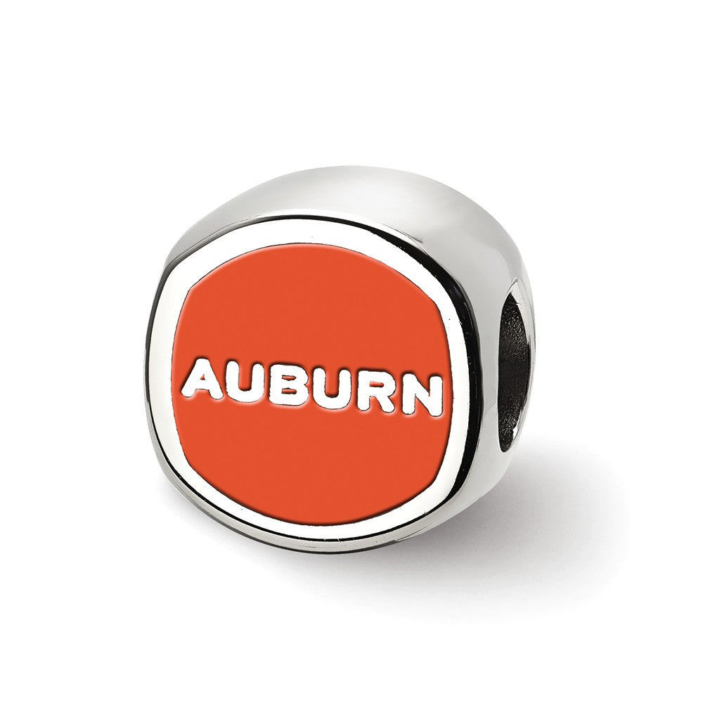 Alternate view of the Sterling Silver Auburn University Cushion Shaped Logo Bead Charm by The Black Bow Jewelry Co.