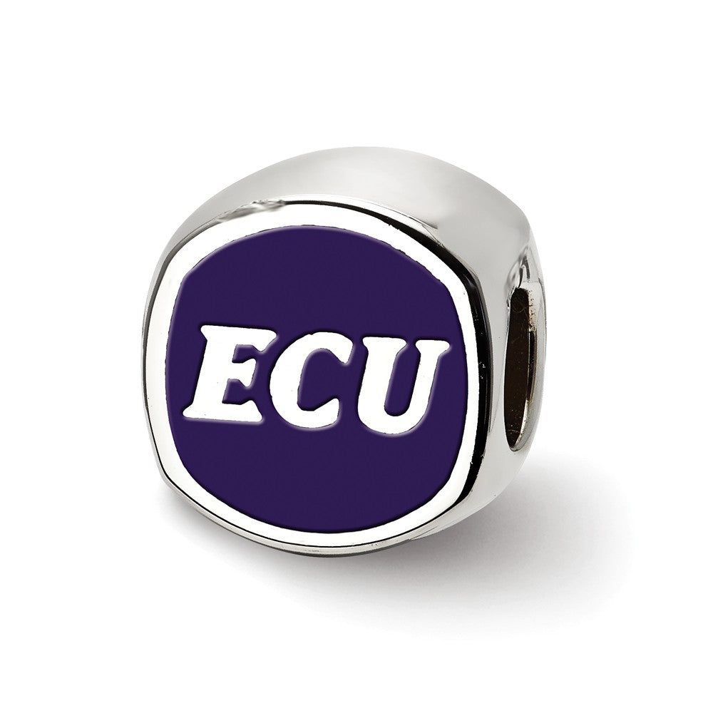 Sterling Silver East Carolina U Cushion Shape Bead Charm, Item B13679 by The Black Bow Jewelry Co.