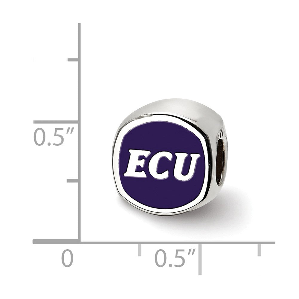 Alternate view of the Sterling Silver East Carolina U Cushion Shape Bead Charm by The Black Bow Jewelry Co.