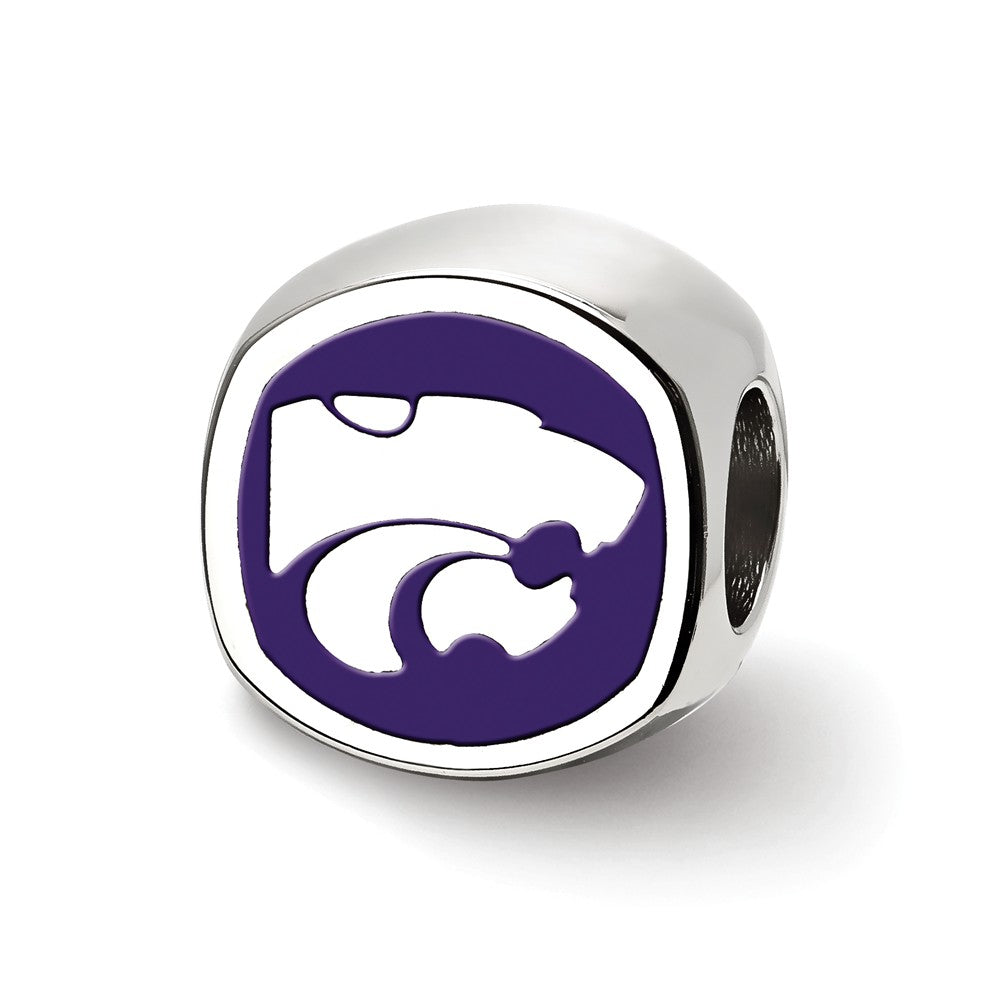 Alternate view of the Sterling Silver Kansas State University Cushion Shaped Bead Charm by The Black Bow Jewelry Co.