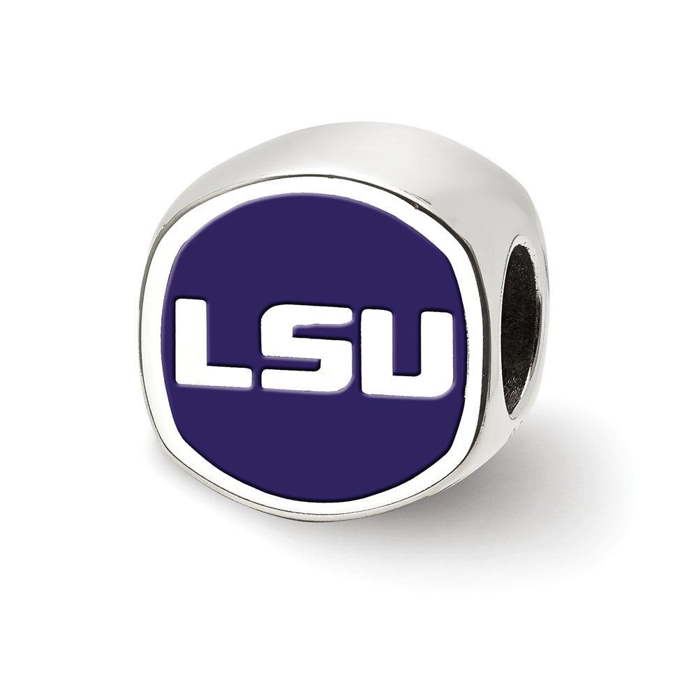 Sterling Silver Louisiana State University LSU  Bead Charm, Item B13683 by The Black Bow Jewelry Co.