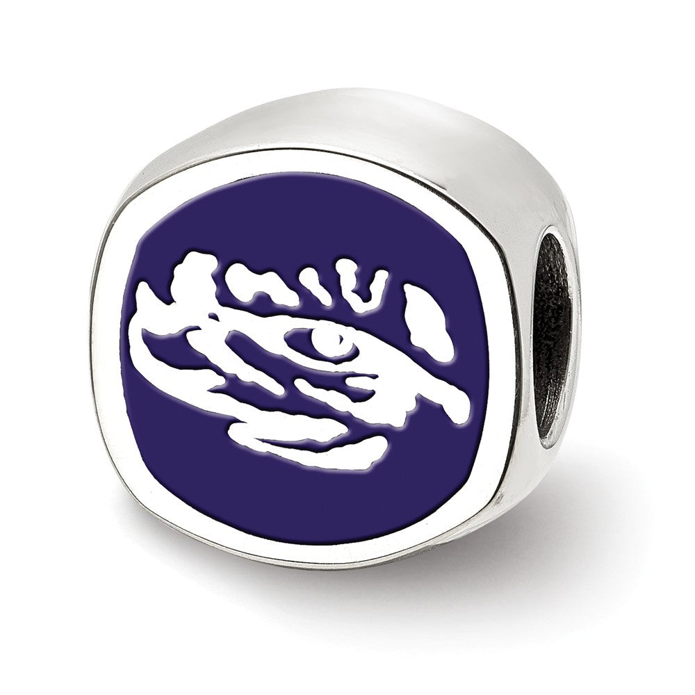 Alternate view of the Sterling Silver Louisiana State University LSU  Bead Charm by The Black Bow Jewelry Co.