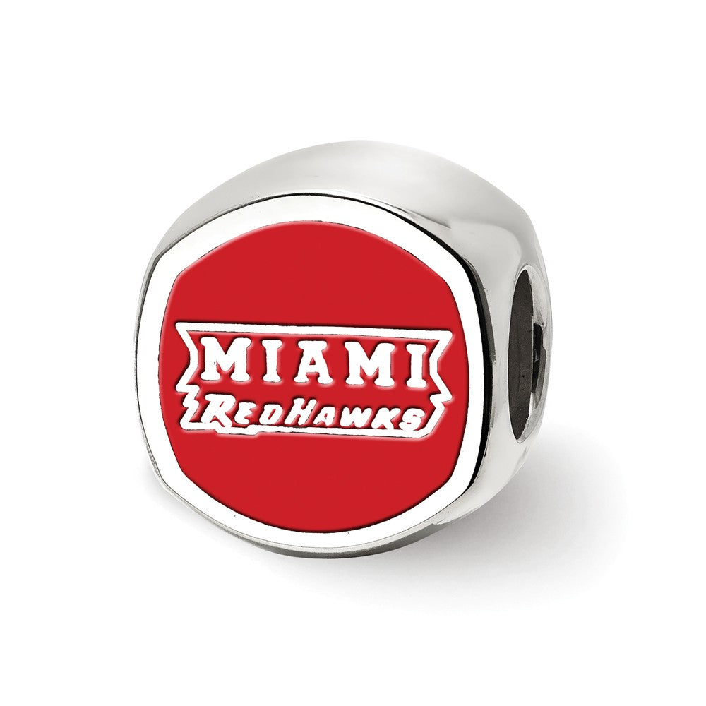 Alternate view of the Sterling Silver Miami U Block M Cushion Shaped Logo Bead Charm by The Black Bow Jewelry Co.