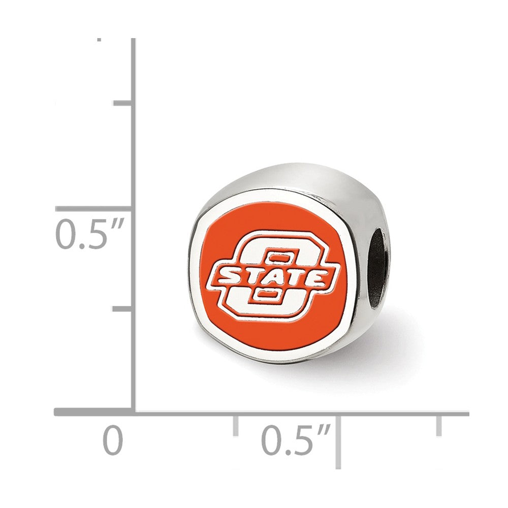 Alternate view of the Sterling Silver Oklahoma State Univ. Cushion Shaped Bead Charm by The Black Bow Jewelry Co.