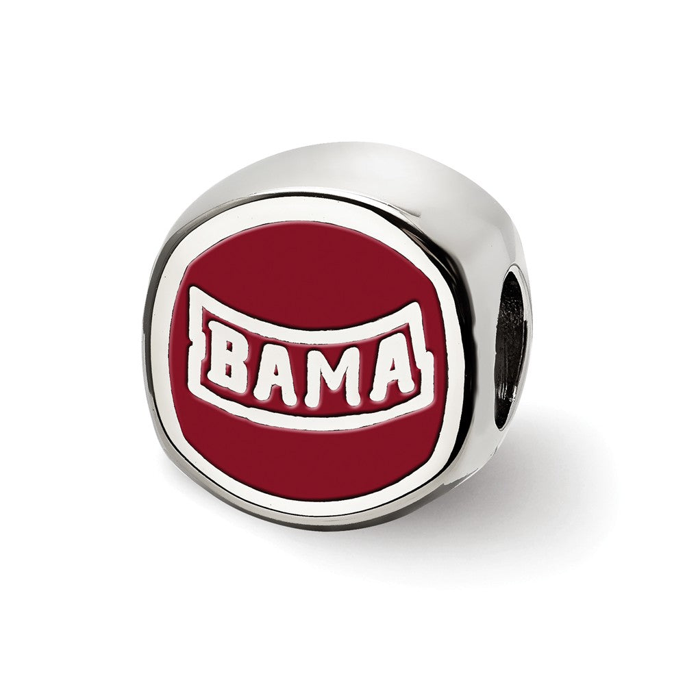 Sterling Silver The U of Alabama Cushion Shaped Logo Bead Charm, Item B13690 by The Black Bow Jewelry Co.