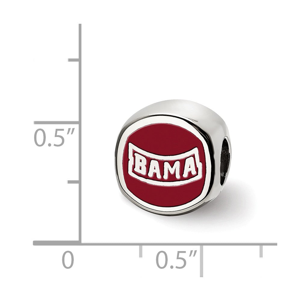 Alternate view of the Sterling Silver The U of Alabama Cushion Shaped Logo Bead Charm by The Black Bow Jewelry Co.