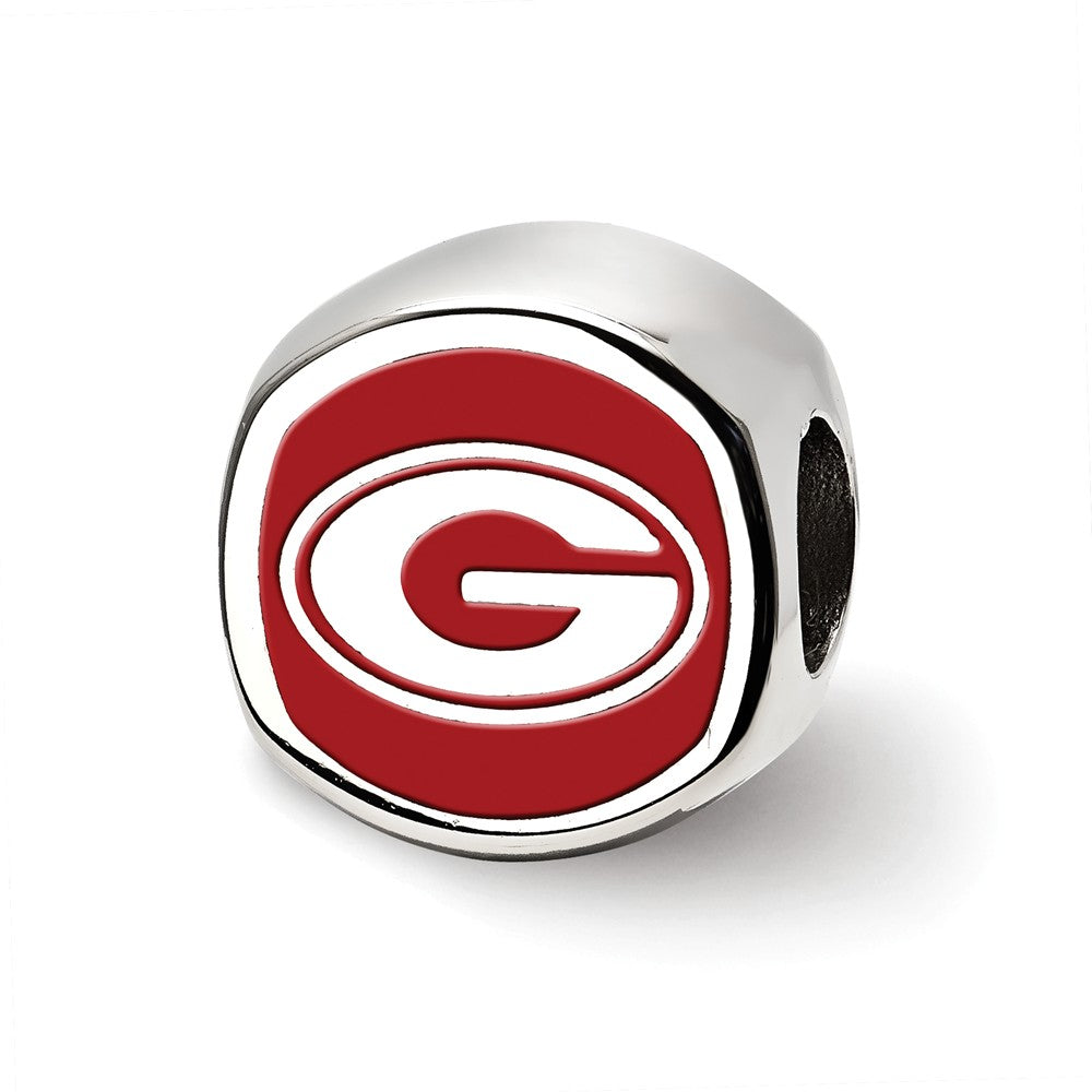 Sterling Silver University of Georgia Cushion Shaped Bead Charm, Item B13695 by The Black Bow Jewelry Co.