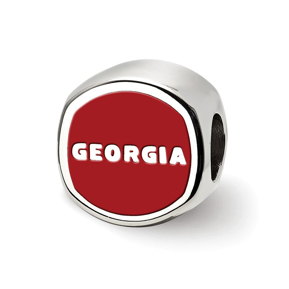 Alternate view of the Sterling Silver University of Georgia Cushion Shaped Bead Charm by The Black Bow Jewelry Co.