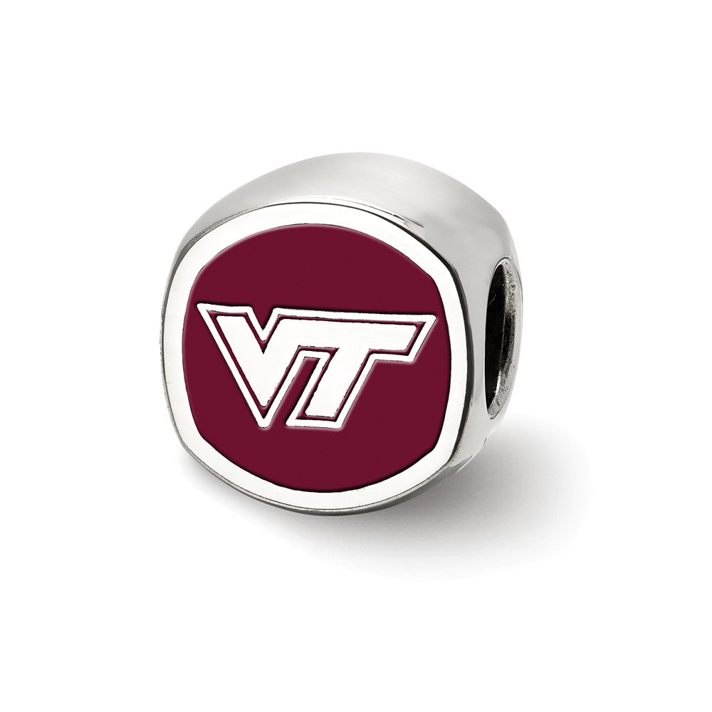 Sterling Silver Virginia Tech VT Cushion Shaped Logo Bead Charm, Item B13705 by The Black Bow Jewelry Co.