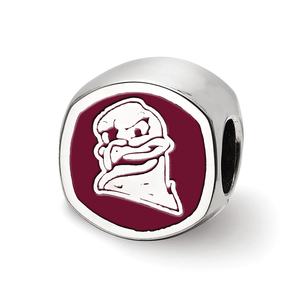 Alternate view of the Sterling Silver Virginia Tech VT Cushion Shaped Logo Bead Charm by The Black Bow Jewelry Co.