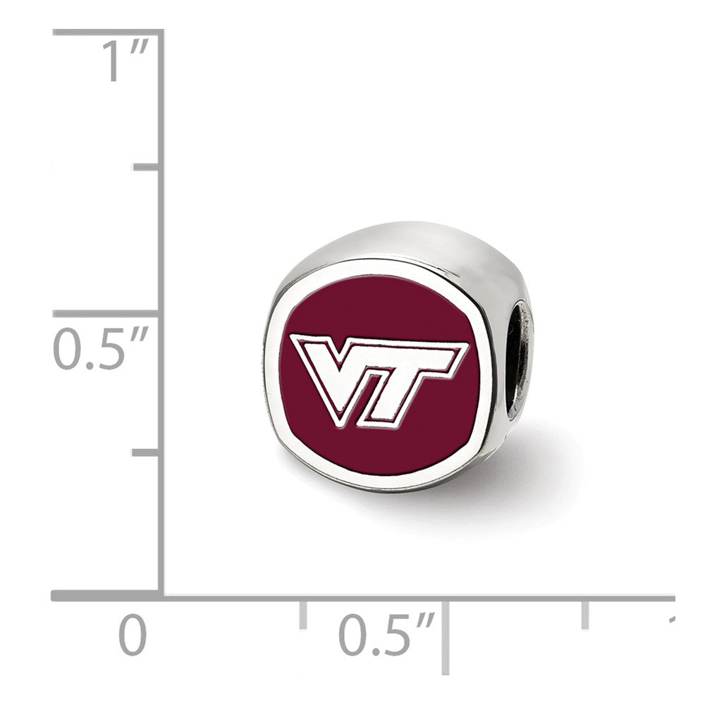 Alternate view of the Sterling Silver Virginia Tech VT Cushion Shaped Logo Bead Charm by The Black Bow Jewelry Co.