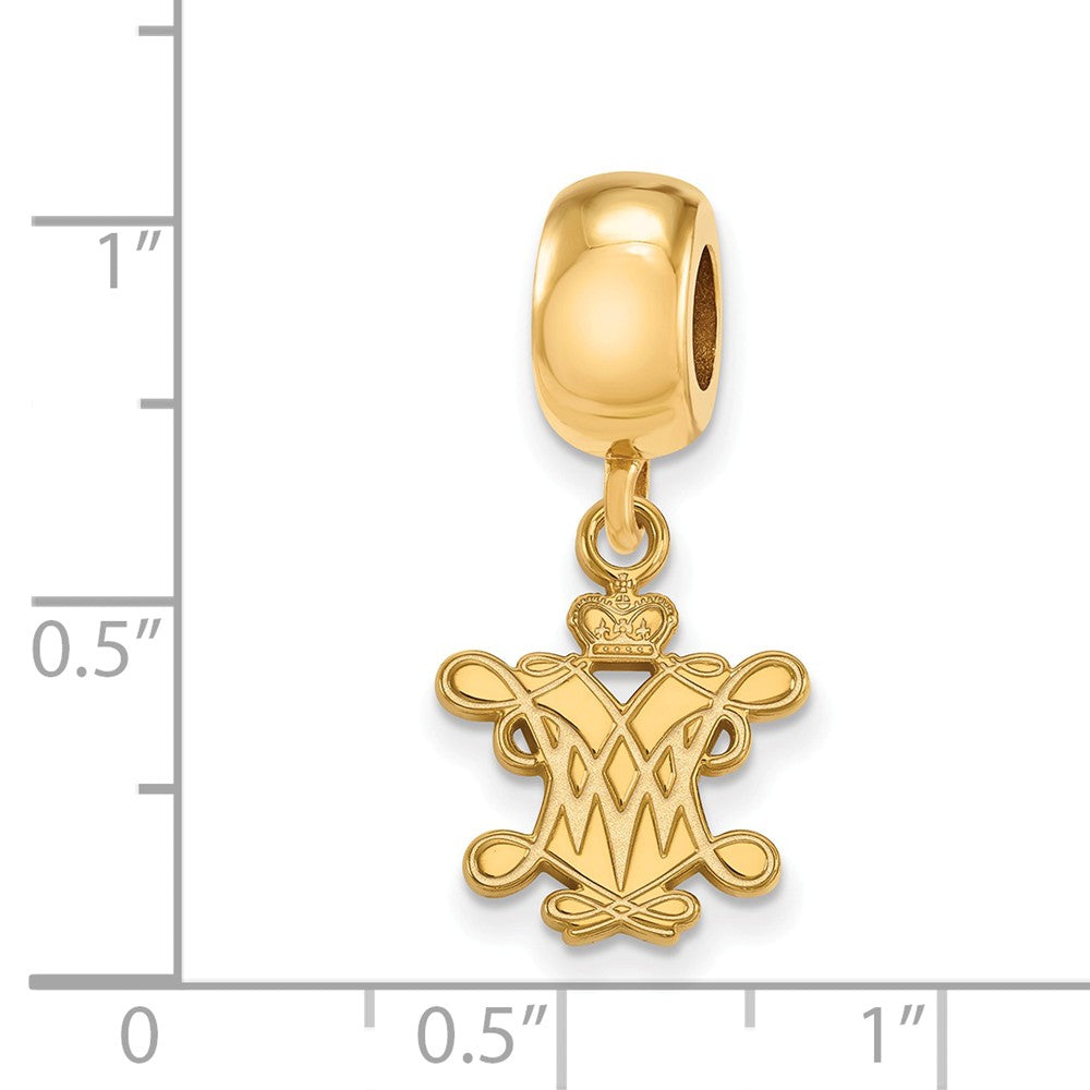 Alternate view of the 14k Gold Plated Silver William and Mary Small Dangle Bead Charm by The Black Bow Jewelry Co.