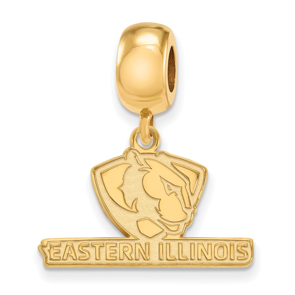 14k Gold Plated Silver Eastern Illinois U Small Dangle Bead Charm, Item B13709 by The Black Bow Jewelry Co.