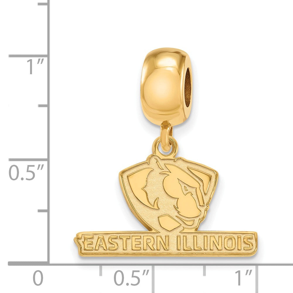 Alternate view of the 14k Gold Plated Silver Eastern Illinois U Small Dangle Bead Charm by The Black Bow Jewelry Co.