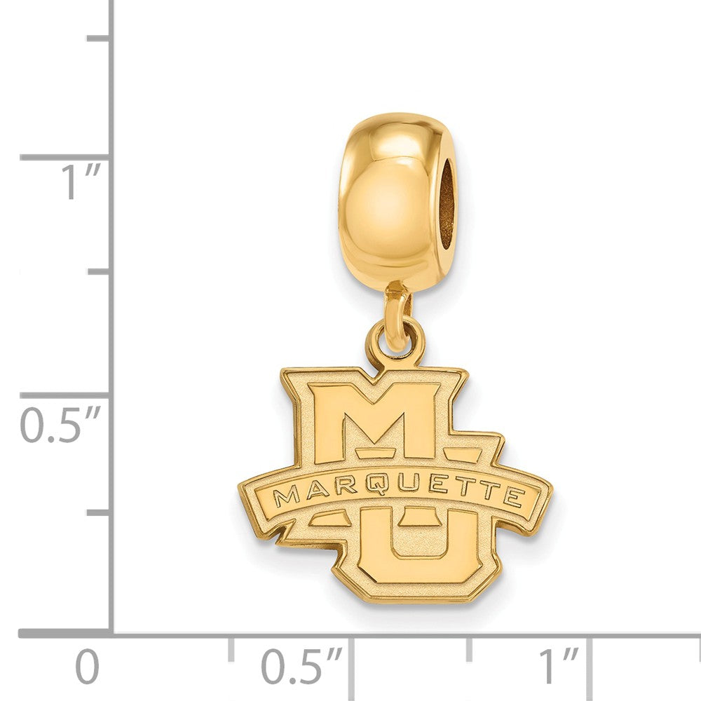 Alternate view of the 14k Gold Plated Silver Marquette University Sm Dangle Bead Charm by The Black Bow Jewelry Co.