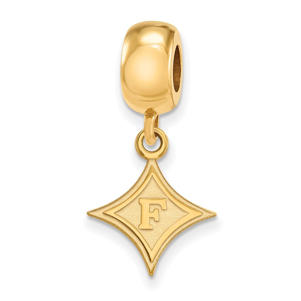 14k Gold Plated Silver Furman University Small Dangle Bead Charm, Item B13718 by The Black Bow Jewelry Co.