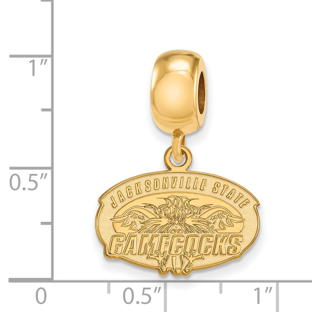 Alternate view of the 14k Gold Plated Silver Jacksonville State U. Sm Dangle Bead Charm by The Black Bow Jewelry Co.