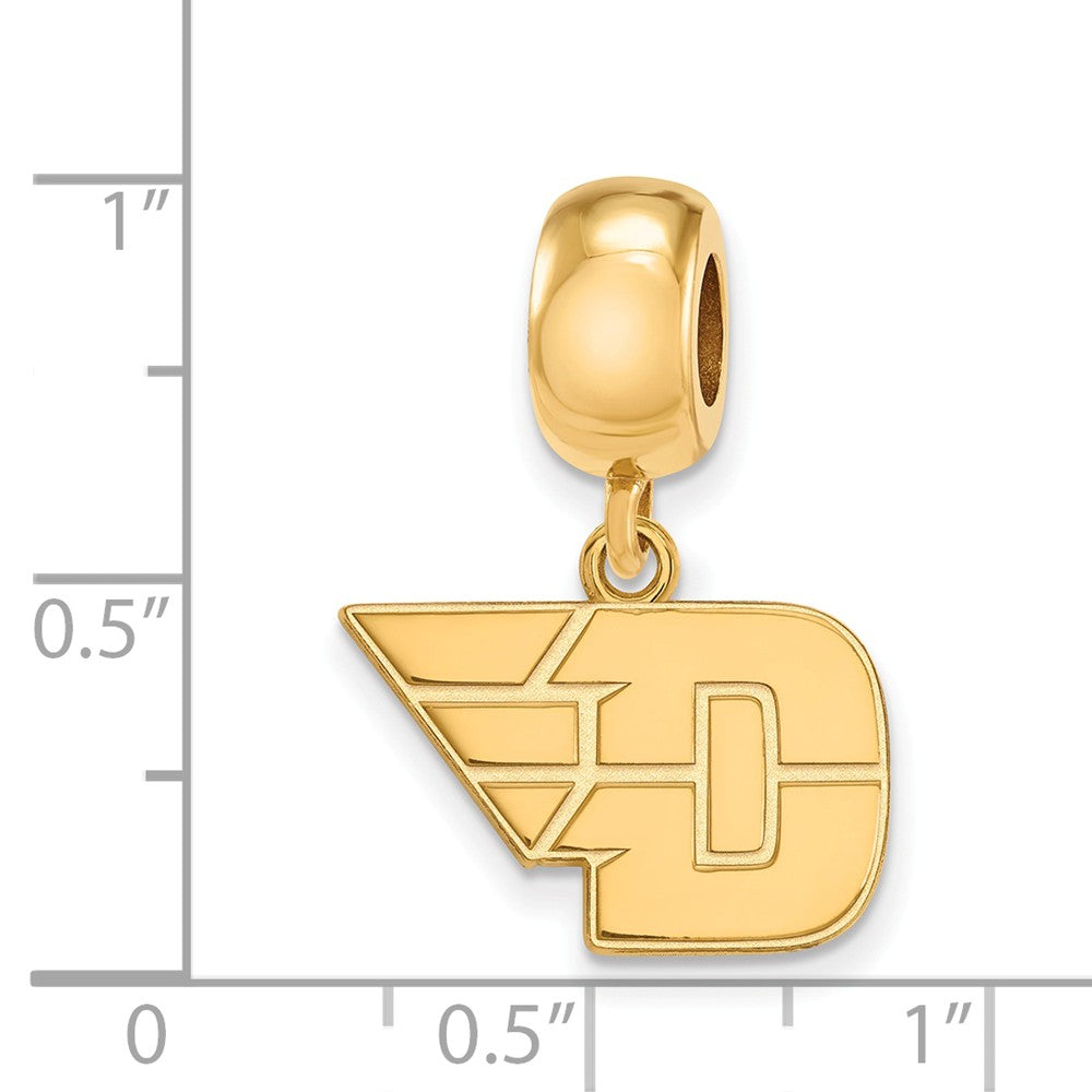 Alternate view of the 14k Gold Plated Silver University of Dayton Sm Dangle Bead Charm by The Black Bow Jewelry Co.