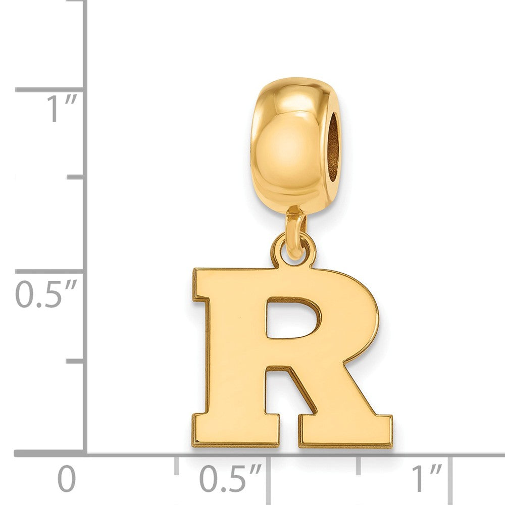 Alternate view of the 14k Gold Plated Silver Rutgers Small Dangle Bead Charm by The Black Bow Jewelry Co.