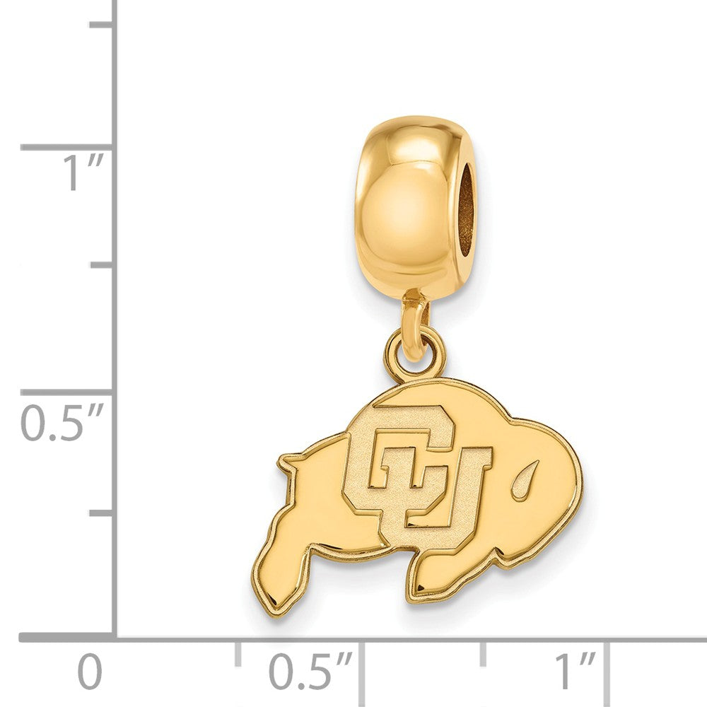 Alternate view of the 14k Gold Plate Silver University of Colorado Sm Dangle Bead Charm by The Black Bow Jewelry Co.