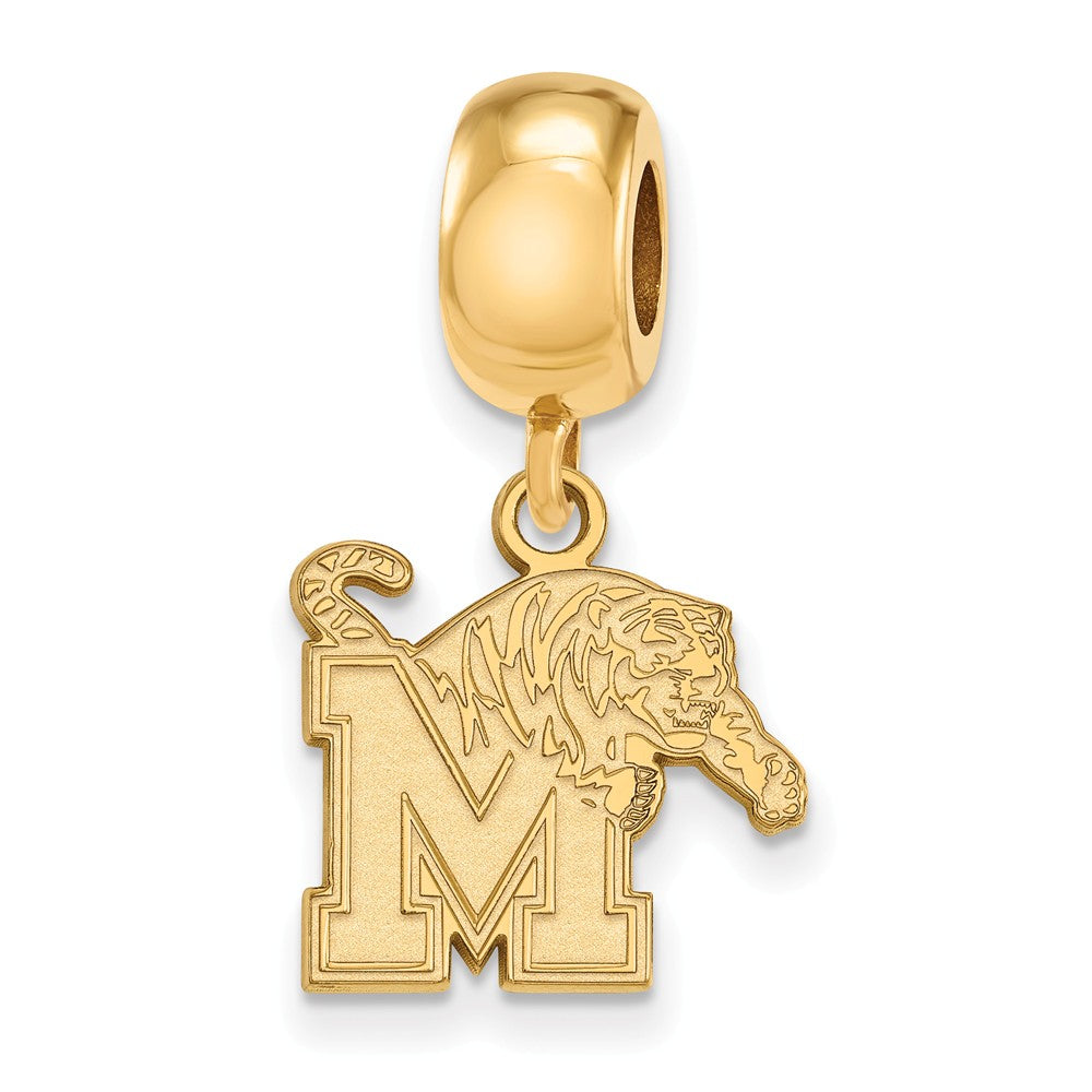 14k Gold Plated Silver University of Memphis Sm Dangle Bead Charm, Item B13745 by The Black Bow Jewelry Co.