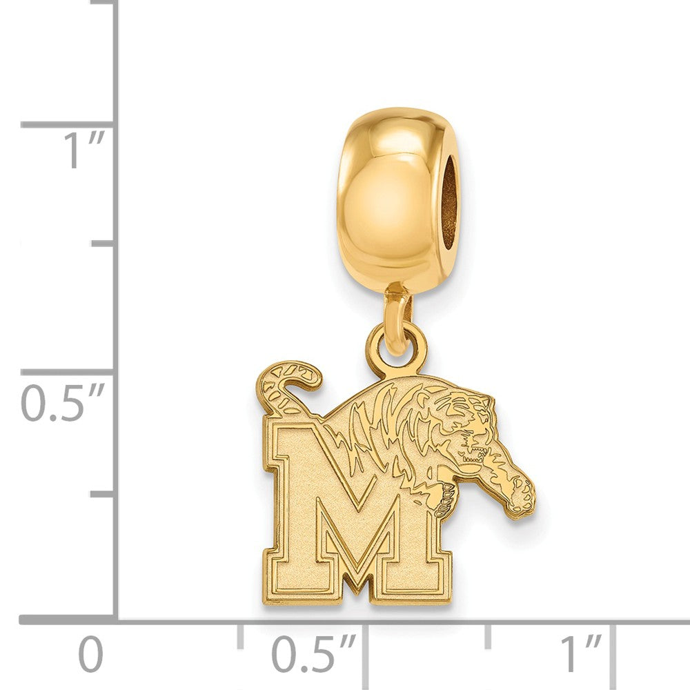 Alternate view of the 14k Gold Plated Silver University of Memphis Sm Dangle Bead Charm by The Black Bow Jewelry Co.