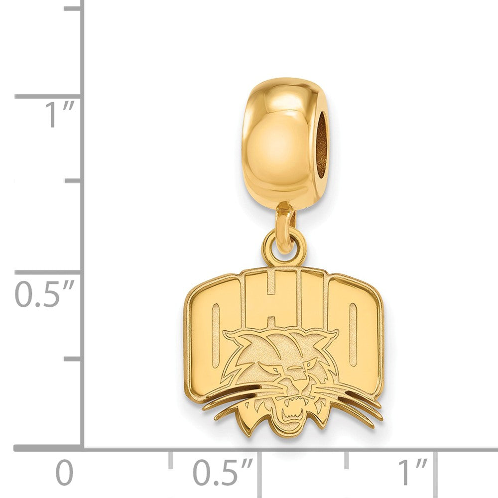 Alternate view of the 14k Gold Plated Silver Ohio University Small Bead Charm Dangle by The Black Bow Jewelry Co.