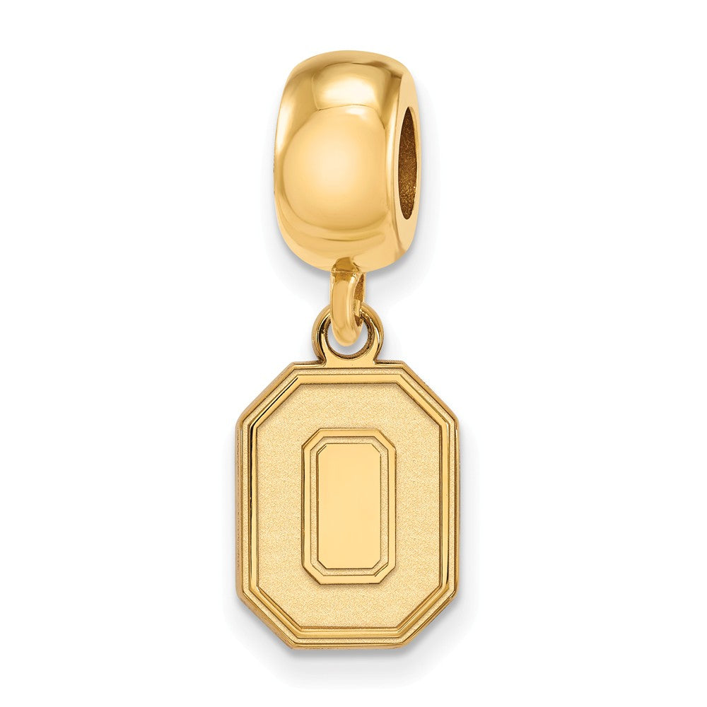 14k Gold Plated Silver Ohio State University Sm Dangle Bead Charm, Item B13805 by The Black Bow Jewelry Co.