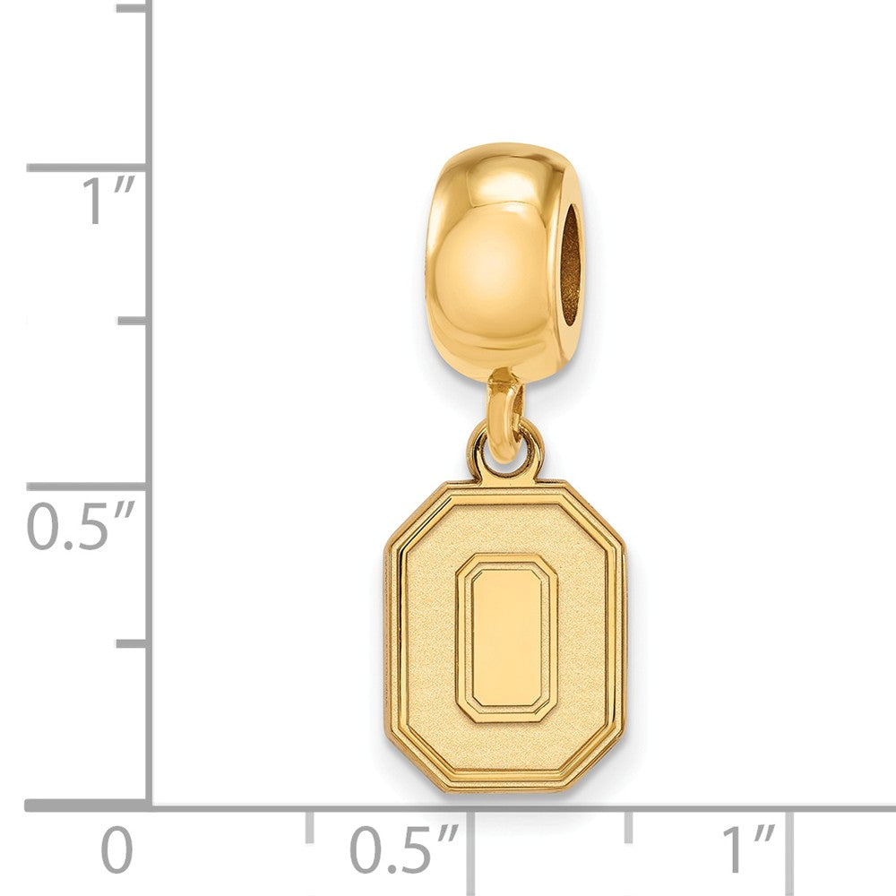 Alternate view of the 14k Gold Plated Silver Ohio State University Sm Dangle Bead Charm by The Black Bow Jewelry Co.