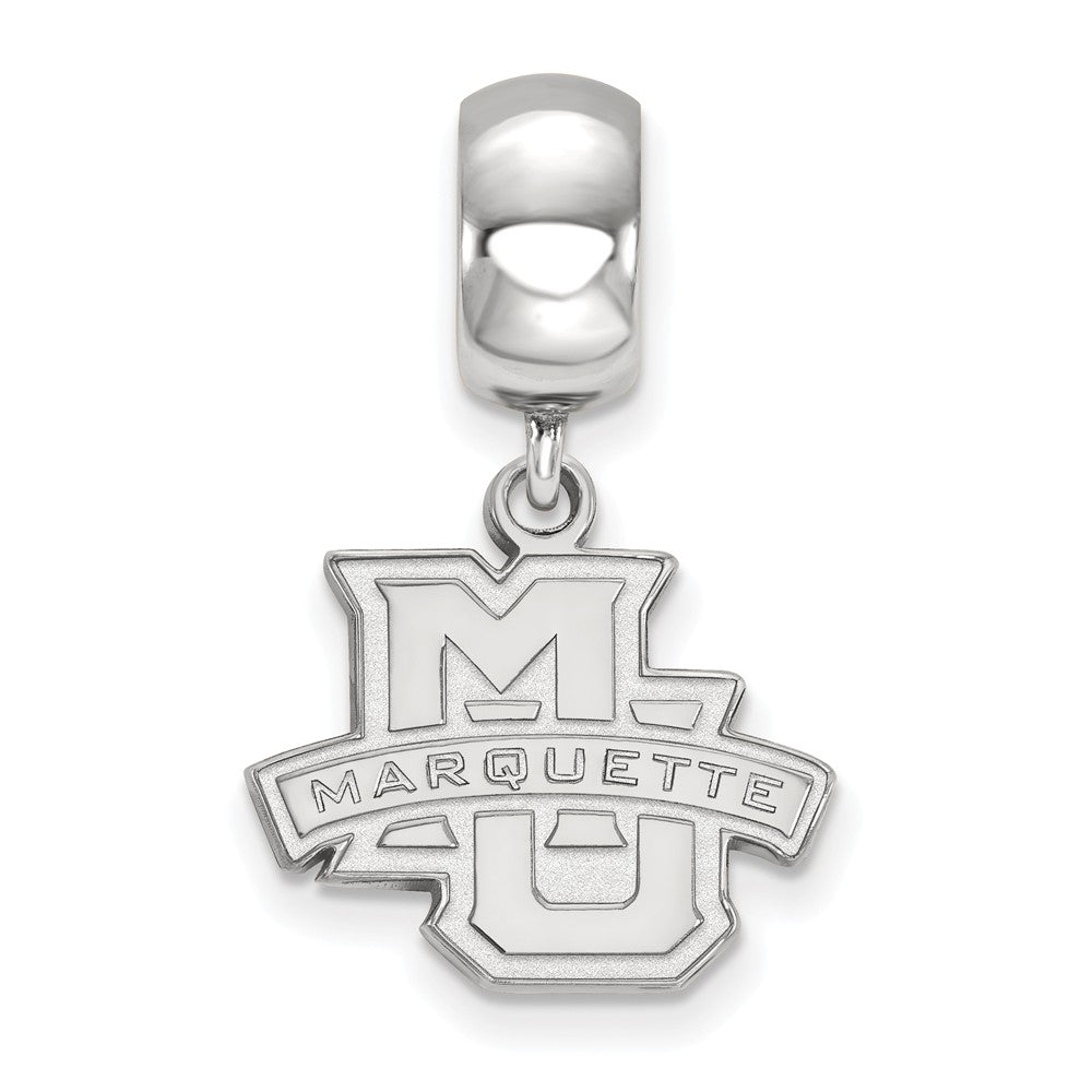 Alternate view of the Sterling Silver Marquette University Small Dangle Bead Charm by The Black Bow Jewelry Co.