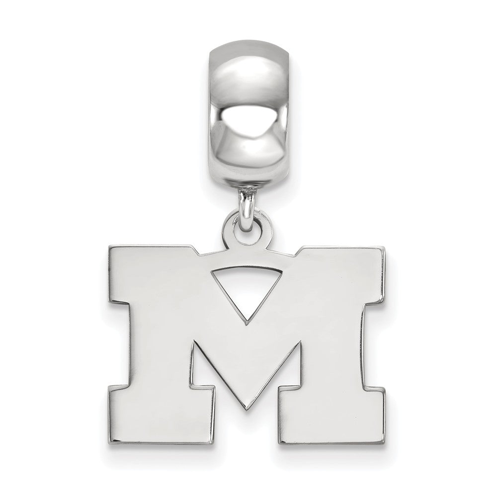 Alternate view of the Sterling Silver Michigan (Univ of) Small Dangle Bead Charm by The Black Bow Jewelry Co.