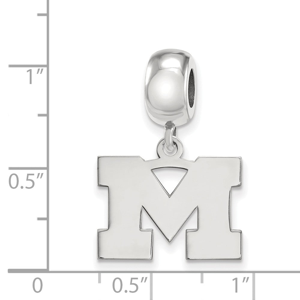 Alternate view of the Sterling Silver Michigan (Univ of) Small Dangle Bead Charm by The Black Bow Jewelry Co.