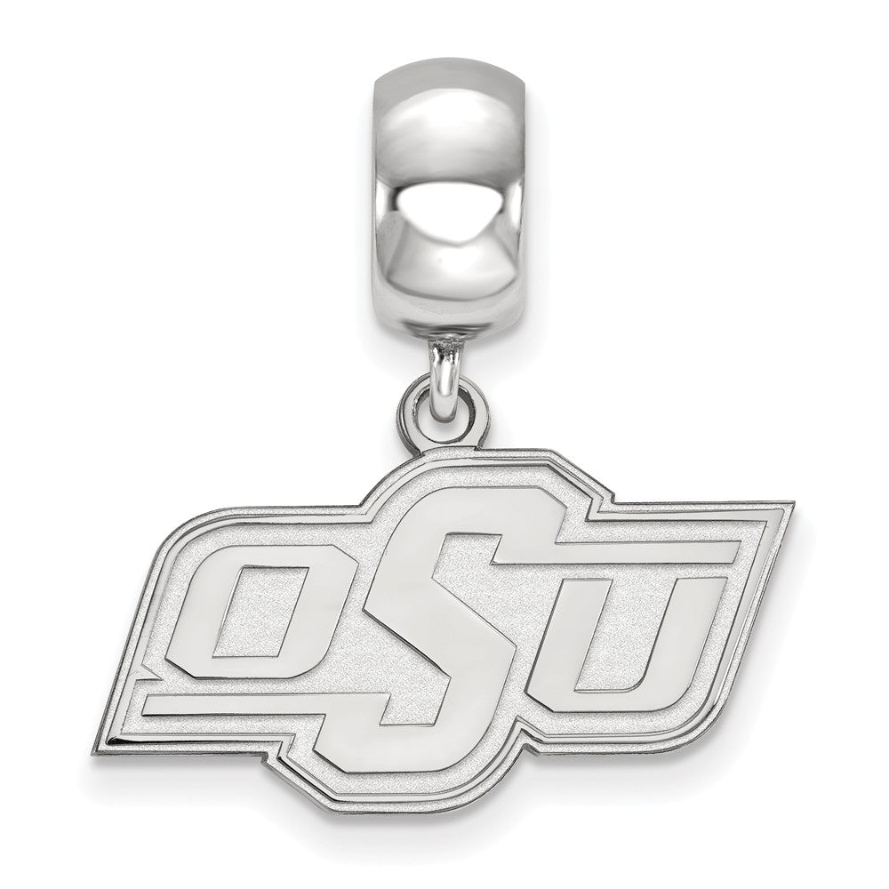 Alternate view of the Sterling Silver Oklahoma State University Small Dangle Bead Charm by The Black Bow Jewelry Co.