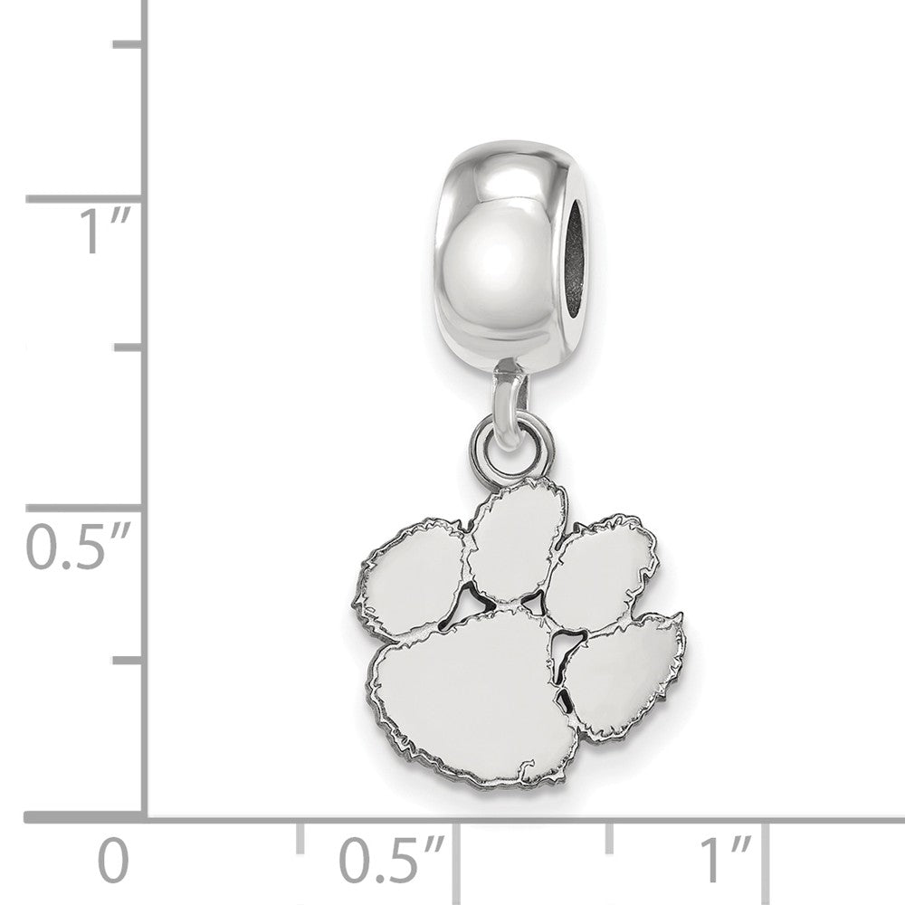 Alternate view of the Sterling Silver Clemson University Small Dangle Bead Charm by The Black Bow Jewelry Co.