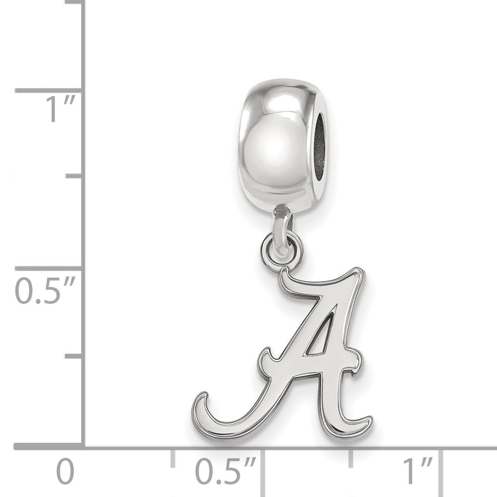 Alternate view of the Sterling Silver University of Alabama Small &#39;A&#39; Dangle Bead Charm by The Black Bow Jewelry Co.