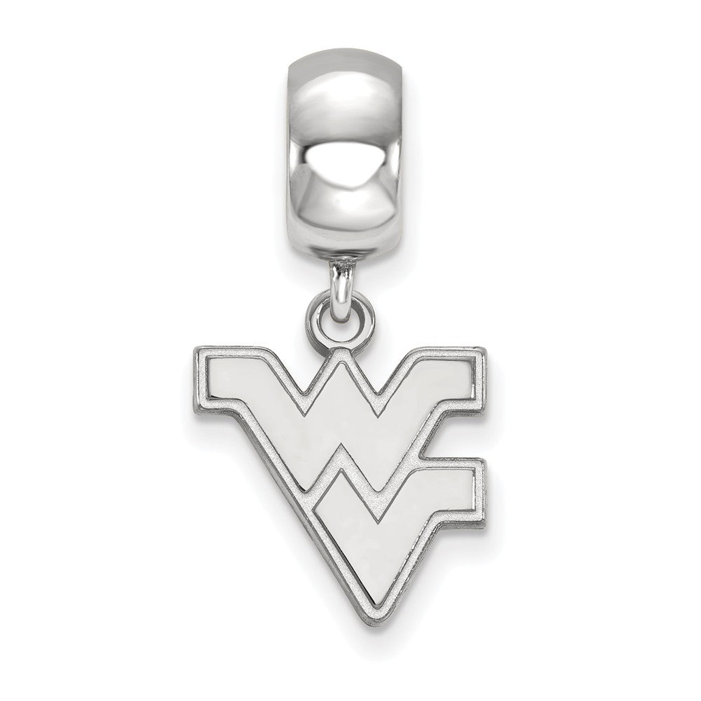 Alternate view of the Sterling Silver West Virginia Univ. Small &#39;WV&#39; Dangle Bead Charm by The Black Bow Jewelry Co.