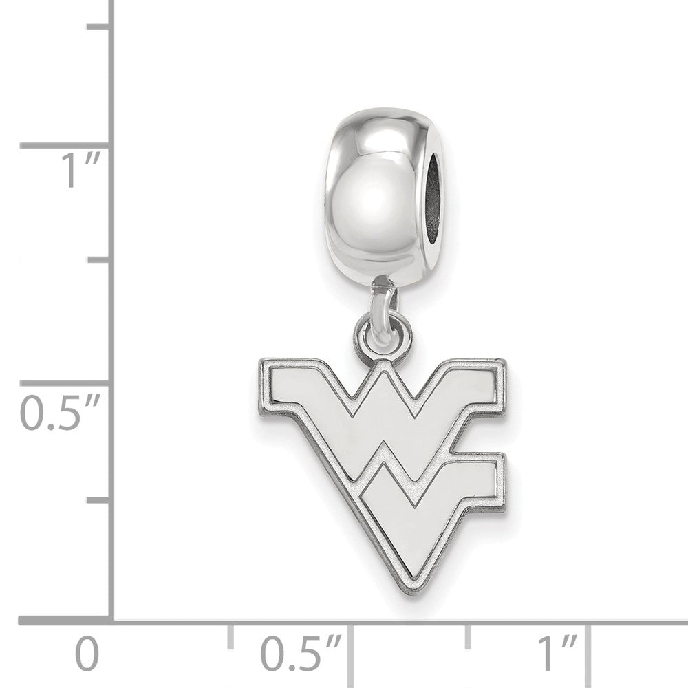 Alternate view of the Sterling Silver West Virginia Univ. Small &#39;WV&#39; Dangle Bead Charm by The Black Bow Jewelry Co.