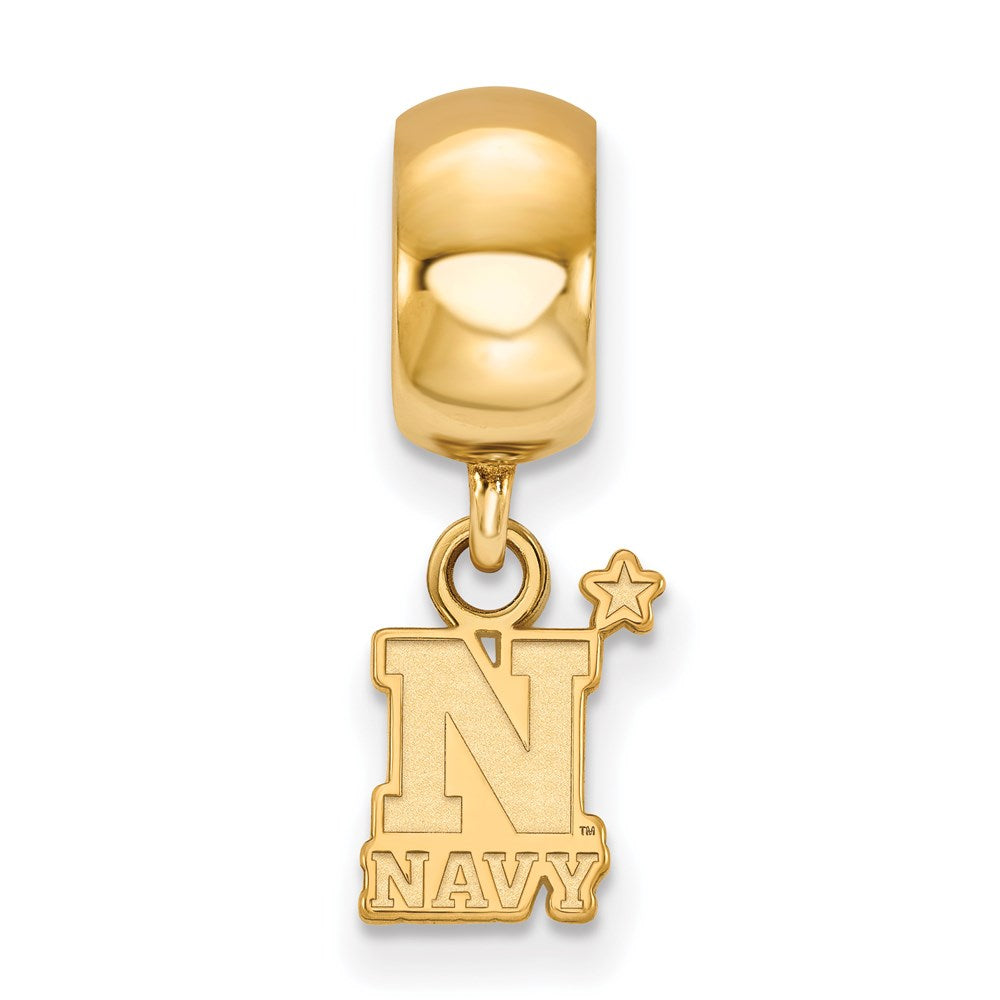 Alternate view of the 14k Gold Plated Silver U.S. Naval Academy XS Dangle Bead Charm by The Black Bow Jewelry Co.