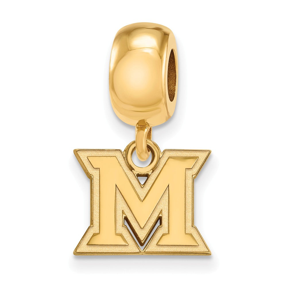 14k Gold Plated Silver Miami University XS Dangle Bead Charm, Item B13968 by The Black Bow Jewelry Co.