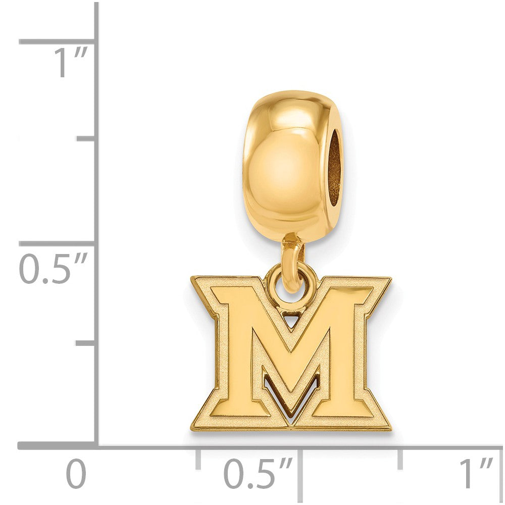 Alternate view of the 14k Gold Plated Silver Miami University XS Dangle Bead Charm by The Black Bow Jewelry Co.